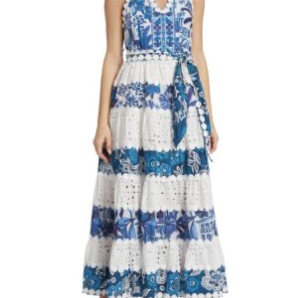 FARM Rio Floral Blue and White Maxi Dress